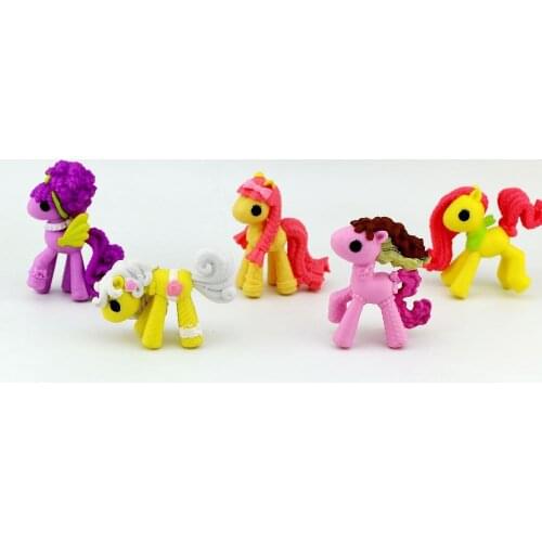 5pcs Little Horse Action Figures Toys for Kids Cute PVC Earth Ponies Unicorn Pegasus Alicorn Bat Figure Model Dolls