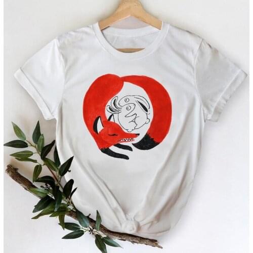 T-shirts for Women Lady Print Graphic Tshirt Female Tee T-Shirt Cartoon Fox Style Fashion Trend Printing Spring Summer Top