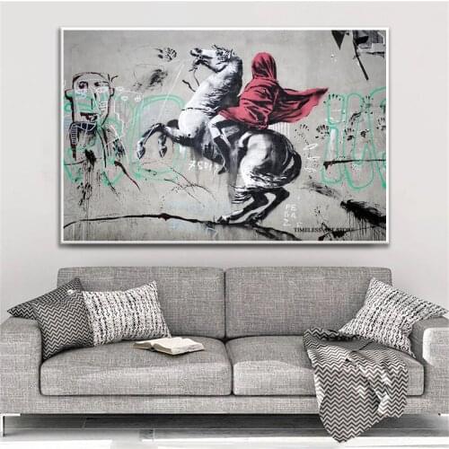 Graffiti Art Banksy Napoleon Crossing The Alps Canvas Painting Street Art Posters and Prints Wall Art Pictures for Home Decor