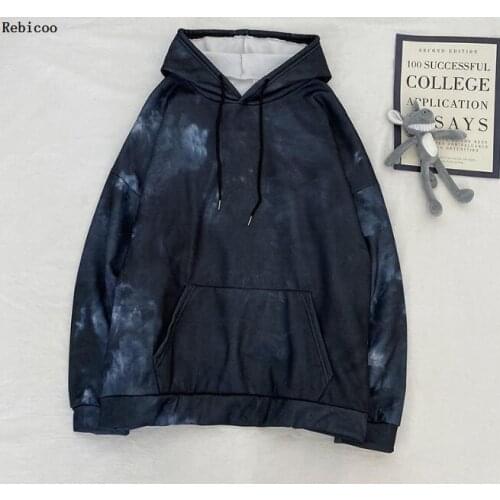 Hip Hop Hoodies Mens Fashion printing Tie Dyed Casual Hooded Sweatshirt Men Streetwear Wild Loose Camo Hoodie Mens Hoody M-2XL