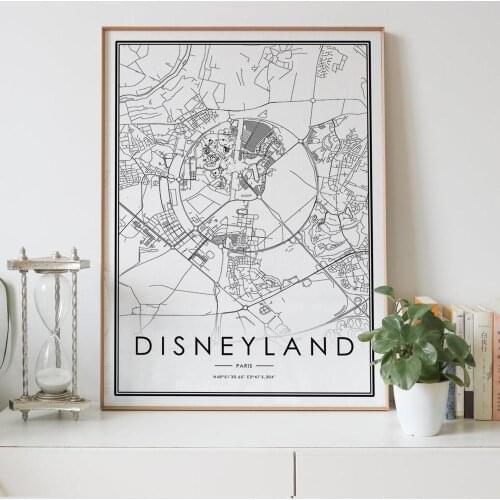 DISNEYLAND paris France city map Nordic Living Room Decoration Canvas Poster Modern Home Decor Art Print Painting