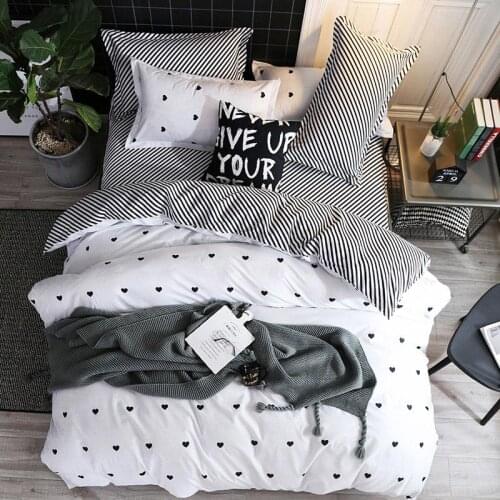 4pcs Black White Heart Girl Boy Kid Bed Cover Set Duvet Cover Adult Child Bed Sheets And Pillowcases Comforter Bedding Set
