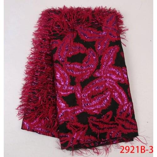 Royal Blue Jacquard Lace Fabric Nigerian Tissu Lace for Sewing Clothes Good Quality African Brocade Lace with Feather APW2921B