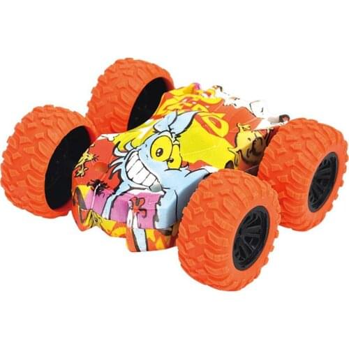 4 Wheel Drive Stunt Car Toys Friction Crawling Vehicles Inertia-Double Side Stunt Graffiti Car Road Model Car Vehicle Kids Toys