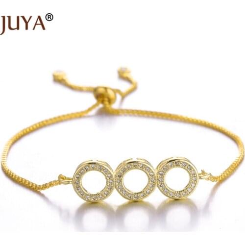 Fashion bracelets for women high quality copper metal inlaid zircon rhinestone hollow circles bracelets armband hand chain