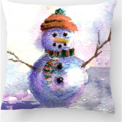 Frosty Blue Snowman Throw Pillow Case Decorative Cushion Cover Pillowcase Customize Gift High-Quality By Lvsure For Sofa Seat