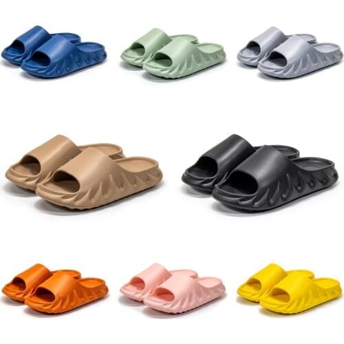 Men Beach Slippers High Heels Women Slide Sandals Shower Thick Sole Soft Couple Massage Bread Slippers Bathroom Shoes Non-slip