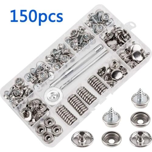 Canvas Snaps Kit, Fastener Screw Snaps for Furniture Canvas Marine Grade Boat Cover Snap Button Kit with Setting Tool 15mm