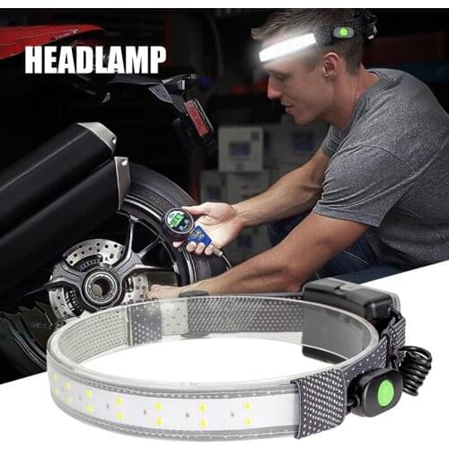 Super Bright Headlamp Work Light Strap Foldable Adjustable Battery Powered COB LED Light for Camping Running Hiking MC889
