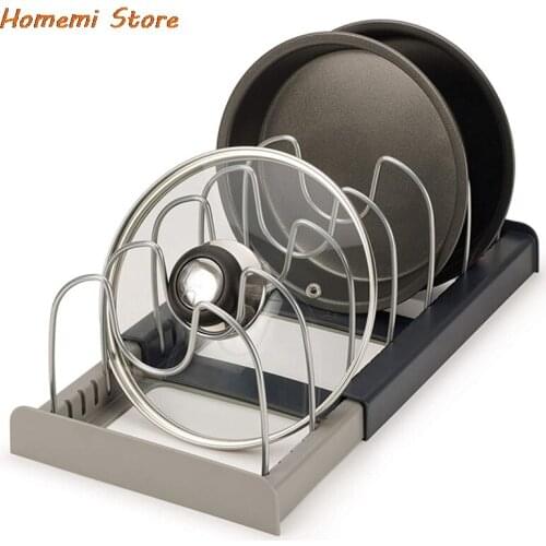 Kitchen Organizer Pot Lid Rack Stainless Steel Spoon Holder Pot Lid Shelf Cooking Dish Rack Pan Cover Stand