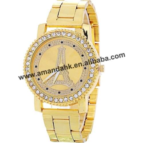 Wholesale Alloy Watches Women Hot Sale Women Rhinestone Eiffel Tower Watches Ladies Casual Analog Quartz Wristwatches 918023