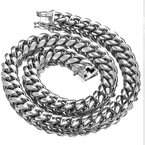 Fashion Curb Cuban Link Chain Necklace Or Bracelet Silver Color 14MM Chunky Heavy Stainless Steel Jewelry For Men 8-30 Inch