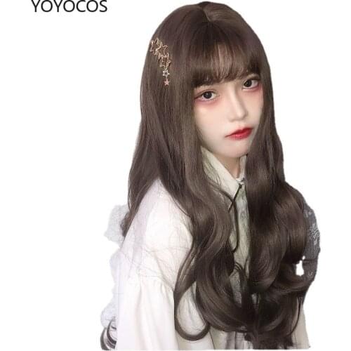 YOYOCOS Wig Female Synthetic High Temperature Sexy Filament Long Curly Big Wave Cartoon Bang Black / Brown Cosplay Wig Halloween