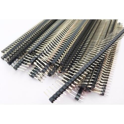 10pcs 2.54mm 1X40P L7.5/11.4-40mm Long Single Row Straight Stackable Wire Jumper Brass Goldplated PCB Connector Male Pin Header