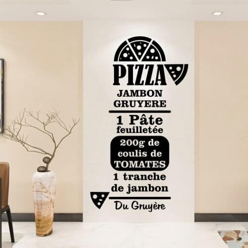Pizza Recipe Quotes Vinyl Carving Wall Stickers Removable Decals Art Mural Kitchen Poster Fashion Simple Home Decoration SP-177