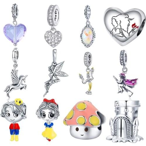 WOSTU Authentic 925 Sterling Silver Fairy Tale Town Beads Charms Pendants Fit Bracelets Women Fashion DIY Jewelry Gift Making