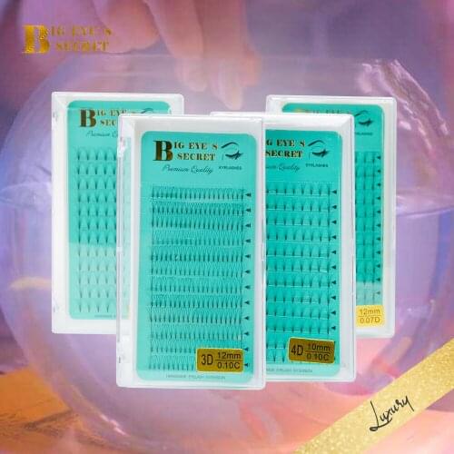 Big eyes secret Volume Lashes 3D/4D/5D/6D eyelashes short stem Premade Fans Cilia silk false mink individual Eyelash Extension