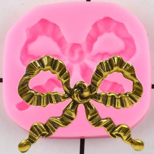 Ruffled Ribbon Bows Silicone Mold Cupcake Topper Fondant Cake Decorating Tools Jewelry Resin Clay Candy Chocolate Gumpaste Mould