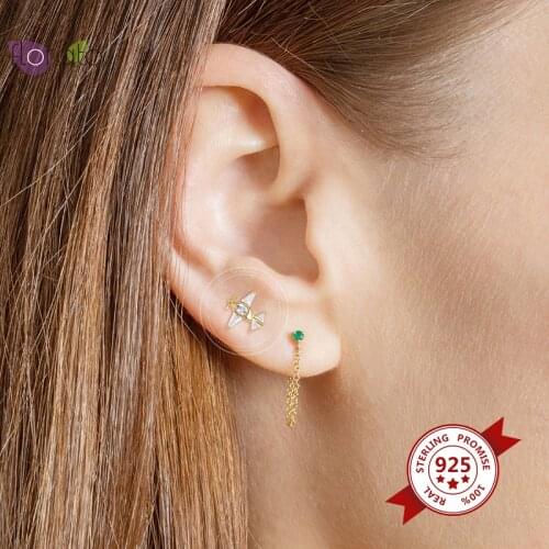 925 Sterling Silver Ear Needle Gold Mini Airplane Stud Earrings Fashion Exquisite For Women Jewelry Personality Birthday Gifts