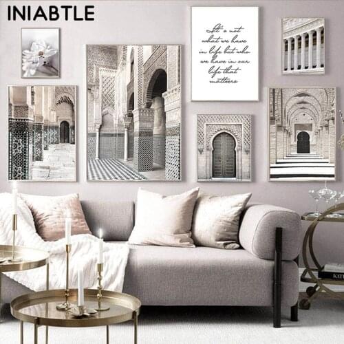 Vintage Morocco Building Islamic Wall Art Landscape Canvas Painting Arab Mosque Religion Poster Print Nordic Picture Home Decor