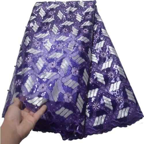 High Quality African Organza Blue White Sequin lace fabric Swiss Cotton 100% Double Organza Swiss voile lace fabric OP02