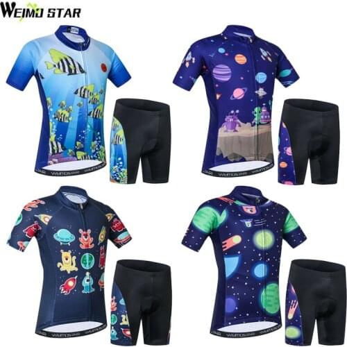 Weimostar 2018 Kids Cycling Jersey Short Set Children Bike Sportswear Gel Padded Bicycle Short Sleeve Jersey Suit Ropa Ciclismo