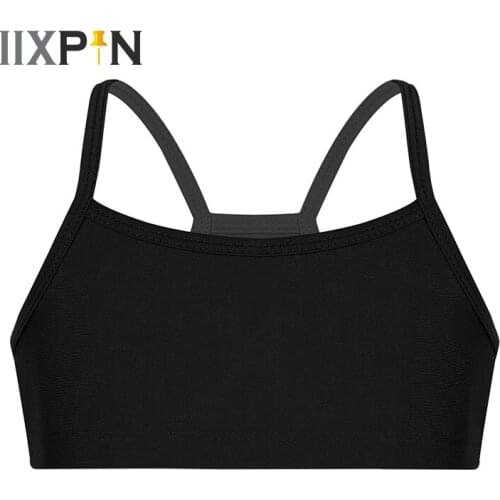 YiZYiF Kids Crop Top Girls Ballet Leotard Clothes Stretchy Solid Color Tanks Bra Tops for Ballet Dance Stage Performance Workout
