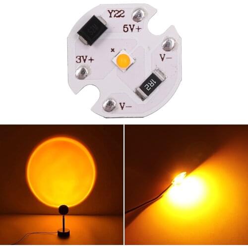 Sunset Lamp LED Chip 3V 5V USB Powered Amber Color 21mm Round Dimmable COB LED Beads dc5V for Decoration Bulb Projector Light
