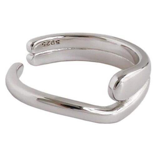 ZEMIOR 925 Sterling Silver Ring For Feminine Fine Jewelry Adjustable High Quality Irregular Simplicity Madam Rings Hot Products