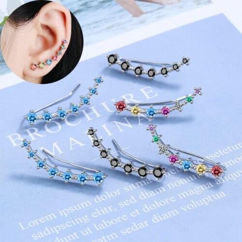 Womens Fashion Bohemia Rainbow Earring Shiny Multicolor Zircon Stone Row Stud Charming Drop Earring Piercing Jewelry Gifts