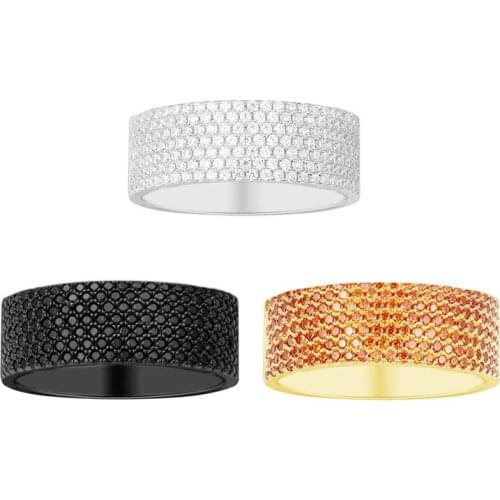 SLJELY Luxury 925 Sterling Silver White Orange Black Colors Zirconia Stones Classic Brosdside Finger Ring Women Fine Jewelry