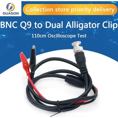 1pcs 110cm BNC Q9 to Dual Alligator Clip Oscilloscope Test Probe Leads Cables Connector Dual Tester Tools for Electrical Working