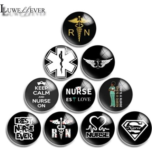 12mm 14mm 16mm 20mm 25mm 30mm 571 Nurse Mix Round Glass Cabochon Jewelry Finding 18mm Snap Button Charm Bracelet