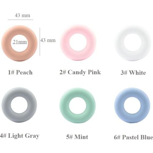 50/100 Pcs Round Silicone Teether Silicone Beads Baby Teething Ring 43mm Food Grade Teething Necklace Toy Baby Products