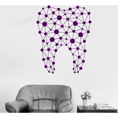 Abstract Tooth Vinyl Wall Decal Bathroom Home Decoration Geometric Dentist Dental Clinic Decor Stickers Self-adhesive Y187