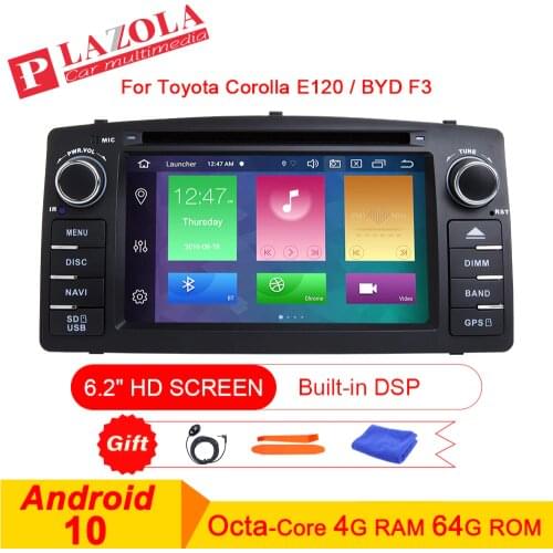 AutoRadio 2Din Android 10 Car Multimedia Stereo Radio Player GPS Navigation For Toyota Corolla E120 BYD F3 2000-2006 DVD CarPlay