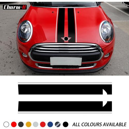 Car Styling Bonnet Stripes Hood Vinyl Decals Sticker for Mini Cooperf55 f56 r56 Clubman r55 f54 Countryman r60 Accesories