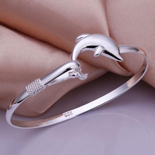 Bangle 925 silver bangle 925 silver fashion jewelry bangle dolphin jewelry wholesale free Shipping ssaj LB178