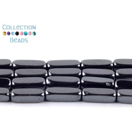 Natural Stone Black Cuboid Shape Hematite Spacer Loose Beads For DIY Jewelry Making Necklace Bracelet Accessories 15'' 2x4mm