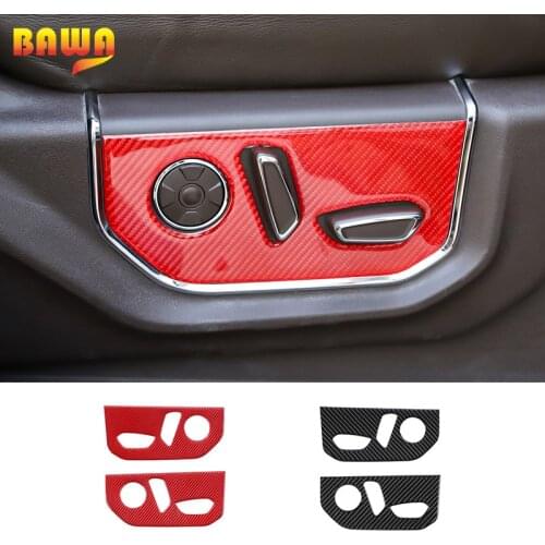 BAWA Car Electric Seat Control Panel Decorative Stickers Carbon Fiber Cover For Ford F150 2015 2016 2017 2018 2019 2020 2021