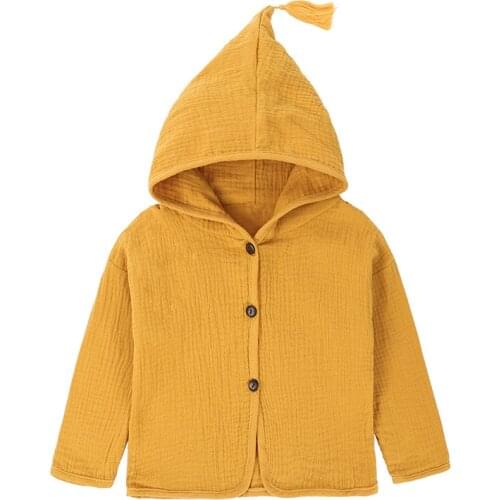 Kids Clothes Girls And Boys Autumn Shirt Coats Baby Clothing Tassel Hat Design Cotton Linen Children Cardigan Toddler Jackets