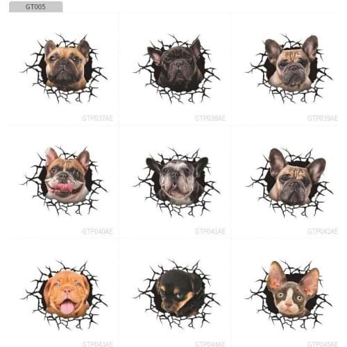 For 1Set 9Pcs Vinyl Decal cute 3D Dog Bedroom Toilet Restroom Refrigerator Wall Stickers 1 Pc