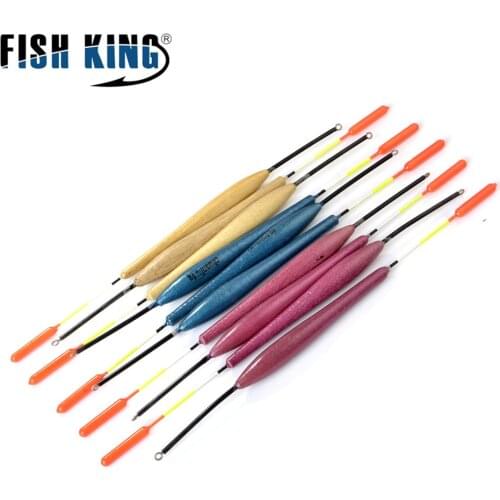 FISH KING 10pcs 4g 5g 7g Fishing Float Bobber Set Barguzinsky Fir Pesca Length Long Vertical Buoy For Carp Fishing Tackle