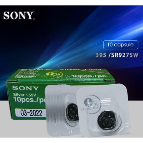 10pcs SONY AG7 L927 395 SR57 SR927SW 195 LR927 399 523 610 613 Button Coin Cell Single grain packing 1.55V Long Life