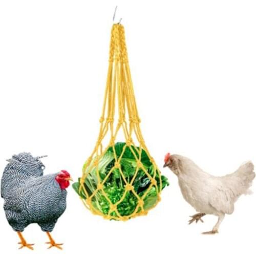 Chicken Vegetable Net Bag Fruit Treat Snack Holder Hanging Feeder Coop Feeding Tool for Hens Goose Duck Large Birds