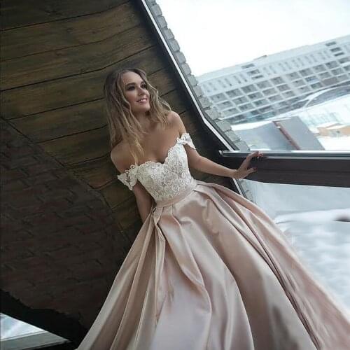 Beautiful A-Line Sweetheart Wedding Dresses Appliques Custom Made Satin Bridal Gowns 2020 Robe De Mariage