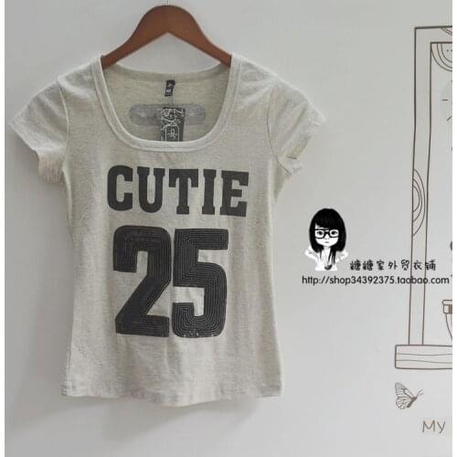 Summer new alphanumeric printing T-shirts Sequin cotton Lycra short sleeved casual T-shirt for women