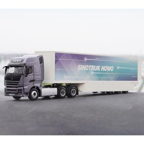 Diecast 1:36 Scale HOWO T7H Tractor Container Transport Truck Alloy Vehicle Model Metal Car Toy souvenir Collection Gift display