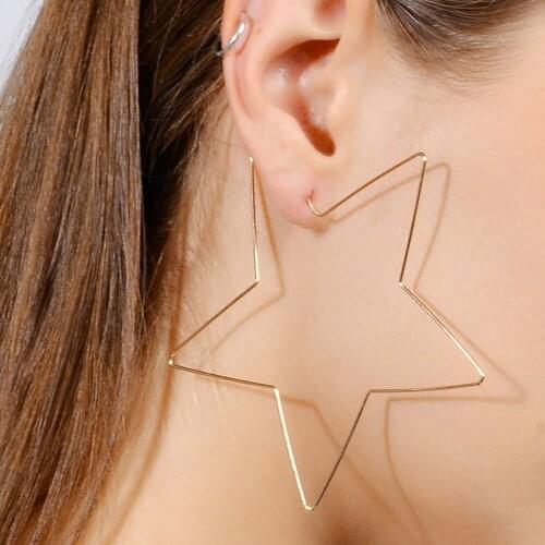 Fashion Simple Large Star Heart Shaped Hoop Earrings Jewelry for Women Girl