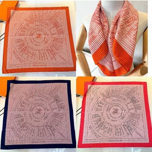 Fashion Hijab For Hand-curled edges wrinkled stripes letter patterns twill square scarf Female Square Shawls Wraps Neck Scarves